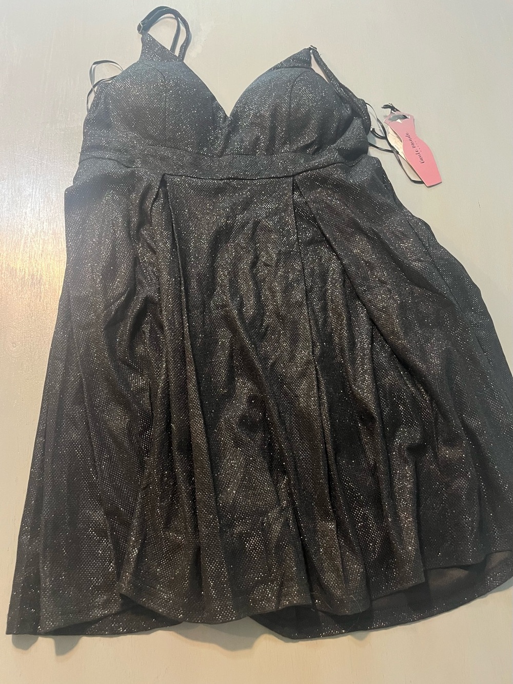 Haute Monde Black Shimmer Fit & Flare Mini Dress NWT Size M